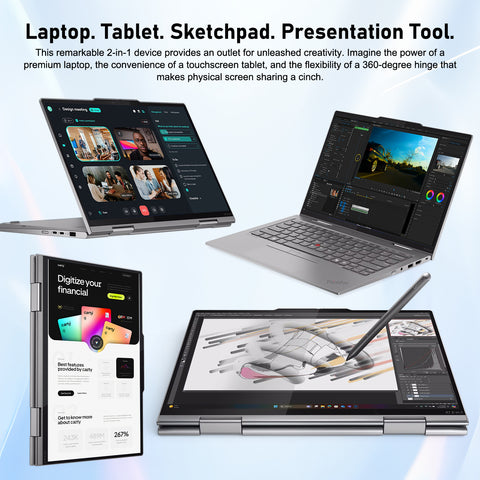 Lenovo ThinkPad X1 14 in FHD Touch Business 2-in-1 AI Laptop, Intel Core Ultra 7 258V, 32GB RAM, 4TB SSD, Wi-Fi 7, Win11 Pro, Grey