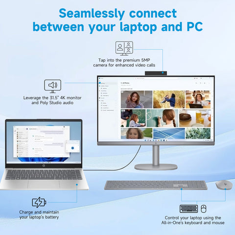 HP OmniStudio X 31.5" All-in-One Intel Core Ultra 7 16GB RAM NVIDIA GeForce RTX 4050 512GB SSD Storage Windows 11 Home 60Hz - Silver