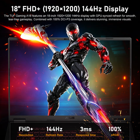 ASUS TUF A18 FA808UM Gaming Traditional Laptop, 18" FHD+ 1920x1200 Non-touch 144Hz, AMD Ryzen 7 260, NVIDIA GeForce RTX 5060, 64GB DDR5 SODIMM, 1TB PCIe M.2 SSD, Wi-Fi 6, Windows 11 Home, Grey