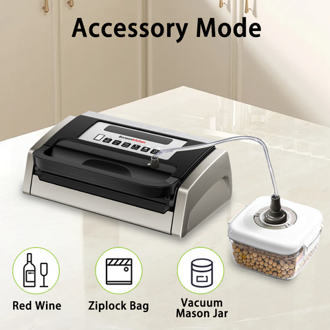 Bonsenkitchen Vacuum Sealer Machine, Globefish Technology for Perfect Vacuum Sealing, Powerful Low-Noise Food Vacuum Sealer with Easy Handle Design, Built-in Cutter and Bag Storage, 2 Bag Rolls