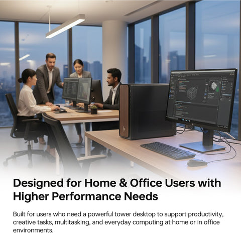 HP OmniDesk Tower Desktop Intel Core Ultra 7 16GB RAM NVIDIA GeForce RTX 5060 1TB SSD Storage Windows 11 Pro - Black