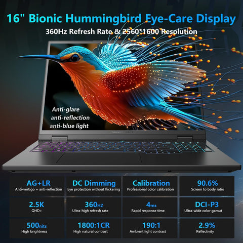 THUNDEROBOT ZERO 16 16 inches Traditional Laptop Intel Core Ultra 9 64GB RAM NVIDIA GeForce RTX 5080 2TB SSD Storage Windows 11 Home 360Hz - Black