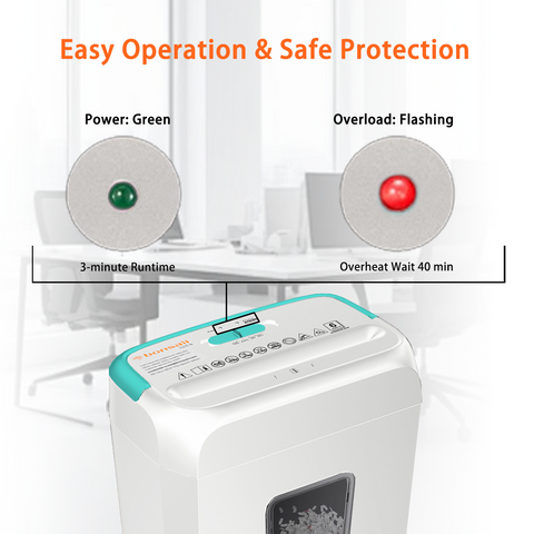 Bonsaii Secure Shredder, Home Office Shredder, high Security, 6-Sheet, Cross-Cut shredding for documents, Mail, Staples, Credit Cards, Equipped Convenient Handle, 3.4-Gallon Wastebasket, White & Blue