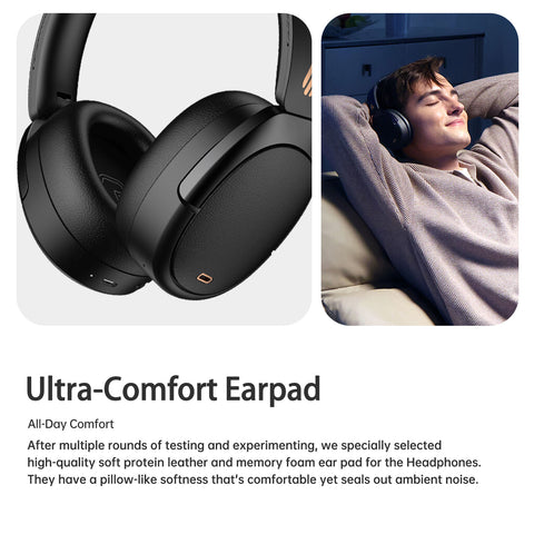 Edifier Wireless ANC Headphones, Bluetooth 5.3, LDAC Hi-Res Audio, 55H Playtime, Fast Pair, Dual Device, App Control, Black
