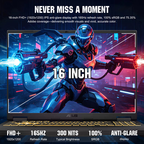 ASUS TUF F16 16 in Traditional Laptop Intel Core i5 32GB RAM NVIDIA GeForce RTX 5050 2TB SSD Storage Windows 11 Home 165Hz - Grey
