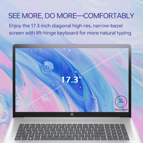 HP Essential 17.3 inches Traditional Laptop Intel Core i7 32GB RAM Intel UHD Graphics 2TB SSD Storage Windows 11 Pro 60Hz - Silver