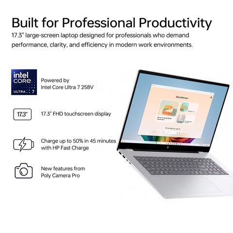 HP OmniBook 7 17.3 inches Traditional Laptop Intel Core Ultra 7 32GB RAM Intel Arc 140V 1TB SSD Storage Windows 11 Pro 60Hz - Silver