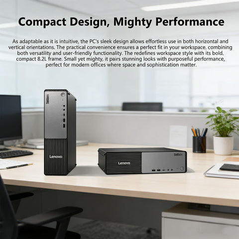 Lenovo ThinkCentre Neo 55s SFF Business AI Desktop, AMD Ryzen 5 220, AMD Radeon Graphics, 32GB DDR5, 2TB SSD, Wi-Fi 6, Win11 Pro, Black