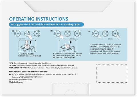 BONSEN Paper Shredder Sharpening & Lubricant Sheets-Pack of 50