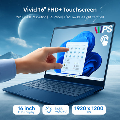 Lenovo IdeaPad Slim 5 16" Premium Traditional Laptop AMD Ryzen AI 7 350 16GB RAM AMD Radeon Graphics 512GB SSD Storage Windows 11 Home FHD+ 60Hz - Blue