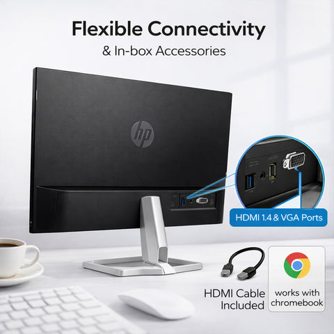 HP Series 5 524sf Monitor 94C17AA#ABA (Replaces M24f) 24 inches FHD IPS (1920x1080) Display, 1x HDMI, 1x VGA, Flicker-Free, Ideal for Home & Business