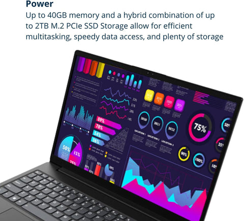 LENOVO V-Series V15 15.6 inches Entry Traditional Laptop AMD Ryzen 5 7430U 40GB RAM AMD Radeon Graphics 1TB SSD Storage Windows 11 Pro FHD 60Hz - Black