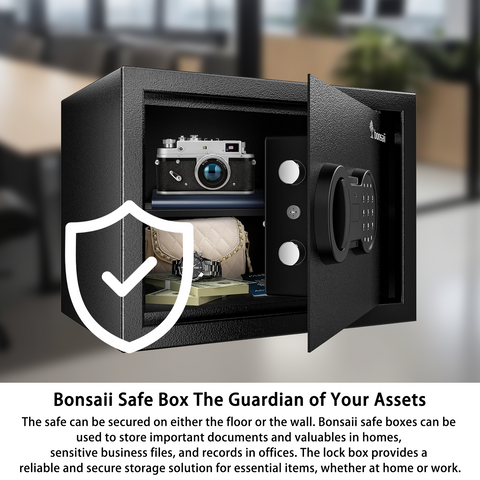 Bonsaii Safe, 0.6 Cubic Safe Box with Electronic Keypad, Removable Shelf, for Valuables Jewelry and Documents in Home, Hotel, or Business, 9.84" x 13.78" x 9.84" Inches, SF002