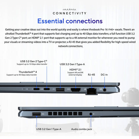 ASUS Vivobook Pro 16 Traditional Laptop 16" Intel Core i9 16GB RAM NVIDIA GeForce RTX 4060 512GB SSDSSD Storage Windows 11 Home 120Hz - Blue
