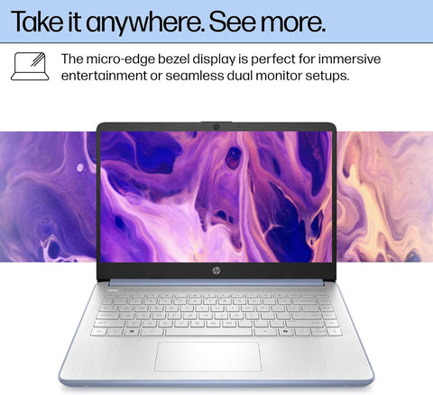 HP Essential 14 inches Traditional Laptop Intel N-Series 4GB RAM Intel Graphics 128GB eMMC Storage Windows 11 Home 60Hz - Blue