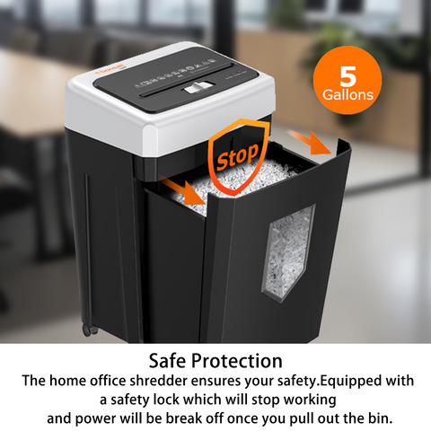 Bonsaii 15-Sheet Office Paper Shredder, 40 Mins Heavy Duty Shredder for Home Office, Crosscut Shreder with Anti-Jam System & P-4 High Security Supports CD/Credit Cards/Staple,5 Gal Pullout Bin C169-B