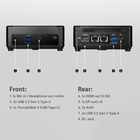 MSI Cubi 5 Mini Desktop Intel Core i3 8GB RAM Intel UHD Graphics 1TB SSD Storage Windows 11 Home - Black