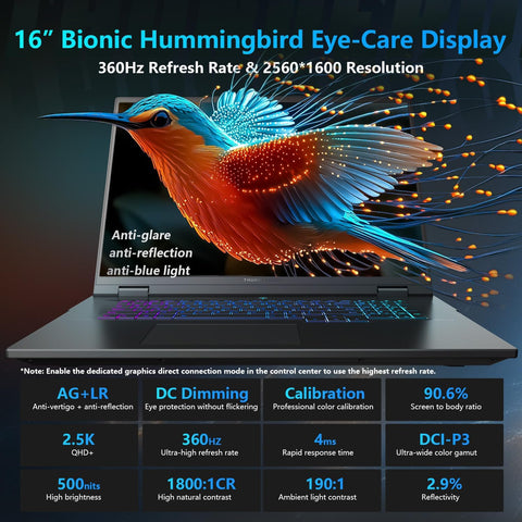 THUNDEROBOT ZERO 16 16-in Traditional Laptop Intel Core Ultra 9 64GB RAM NVIDIA GeForce RTX 5070 Ti 2TB SSD Storage Windows 11 Home 360Hz - Black