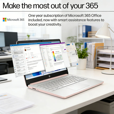 HP Essential 14-in Traditional Laptop Intel Celeron 16GB RAM Intel UHD Graphics 64GB eMMC Storage Windows 11 Home 60Hz - Rose
