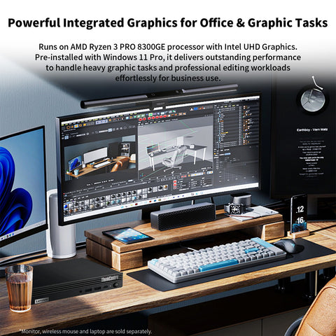 LENOVO ThinkCentre Business MFF Desktop, AMD Ryzen 3 8300GE, AMD Radeon Graphics, 32GB DDR5, 2TB SSD, Win11 Pro, Black