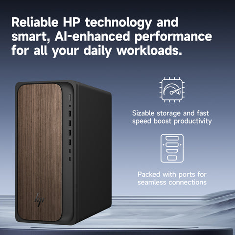 HP OmniDesk Tower Desktop Intel Core Ultra 7 8GB RAM NVIDIA GeForce RTX 5060 512GB SSD Storage Windows 11 Home - Black