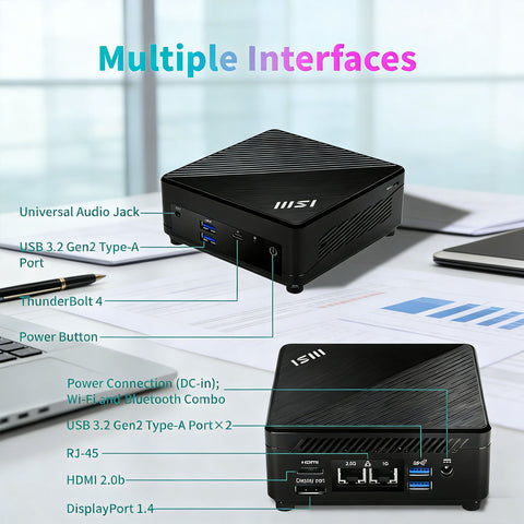 MSI Cubi 5 Mini Desktop Intel Core i5 32GB RAM Intel UHD Graphics 1TB SSD Storage Windows 11 Pro - Black