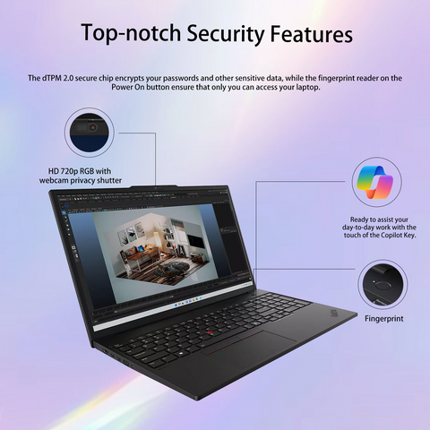 LENOVO ThinkPad E16 16 inches Traditional Laptop AMD Ryzen 5 16GB RAM AMD Radeon Graphics 512GB SSD Storage Windows 11 Pro 60Hz - Black