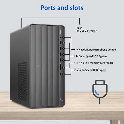 HP Envy Tower Desktop Intel Core i7 8GB RAM NVIDIA GeForce RTX 3050 512GB SSD Storage Windows 11 Home - Black