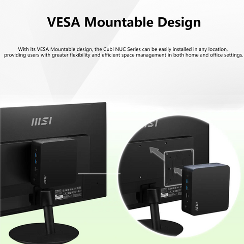MSI Cubi NUC MFF Desktop Intel Core i5 16GB RAM Intel Iris Xe Graphics 1TB SSD Storage Windows 11 Pro - Black