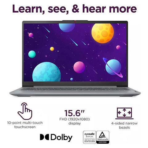 LENOVO IdeaPad Slim 3 Gen 8 Premium Traditional Laptop, 15.6" FHD 1920x1080 Touchscreen 60Hz, AMD Ryzen 7 5825U, AMD Radeon Graphics, 16GB Onboard RAM Only, 256GB PCIe M.2 SSD, Wi-Fi 6, Windows 11 Home, Grey
