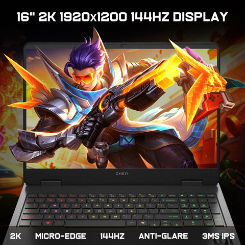 HP Omen 16z-ap000 Gaming Traditional Laptop, 16" FHD+ 1920x1200 Non-touch 144Hz, AMD Ryzen 9 8940HX, NVIDIA GeForce RTX 5060, 64GB DDR5 SODIMM, 1TB PCIe M.2 SSD, Wi-Fi 6, Windows 11 Home, Black