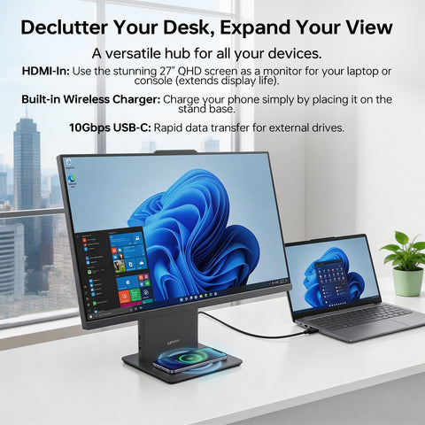 LENOVO IdeaCentre I 27-in All-in-One Intel Core i5 16GB RAM Intel UHD Graphics 512GB SSD Storage Windows 11 Home 100Hz - Black