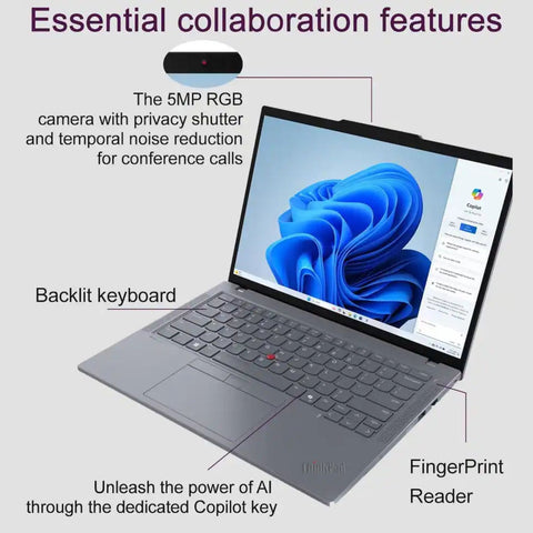 LENOVO ThinkPad T14 14 in Traditional Laptop Intel Core Ultra 7 64GB RAM Intel Graphics 2TB SSD Storage Windows 11 Pro 60Hz - Grey