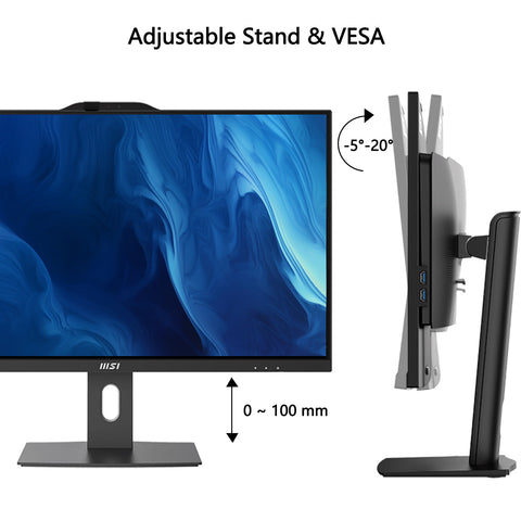 MSI PRO AP272P 27" All-in-One Intel Core i5 8GB RAM Intel UHD Graphics 1TB SSD Storage Windows 11 Home 100Hz - Black