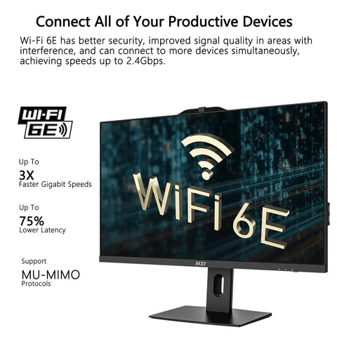 MSI PRO AP272P 27" All-in-One Intel Core i5 8GB RAM Intel UHD Graphics 1TB SSD Storage Windows 11 Home 100Hz - Black