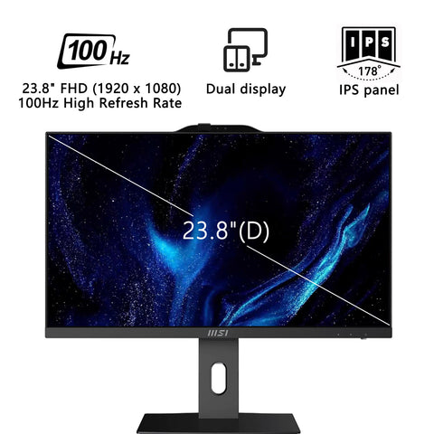 MSI PRO AP272P 27" All-in-One Intel Core i5 8GB RAM Intel UHD Graphics 1TB SSD Storage Windows 11 Home 100Hz - Black