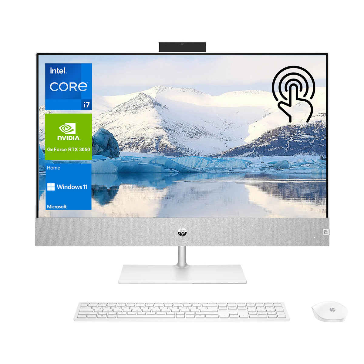 HP Pavilion All-in-One, 27" FHD 1920 * 1080 Touchscreen 60Hz, Intel Core i7-13700T, NVIDIA GeForce RTX 3050, 8GB DDR4 SODIMM RAM, 512GB PCIe M.2 SSD, Wi-Fi 6, Windows 11 Home, White