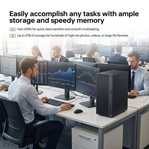 ASUS V500 Tower Desktop Intel Core i7 16GB RAM Intel UHD Graphics 1TB SSD Storage Windows 11 Pro - Black