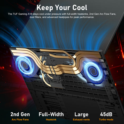 ASUS TUF A18 FA808UM Gaming Traditional Laptop, 18" FHD+ 1920x1200 Non-touch 144Hz, AMD Ryzen 7 260, NVIDIA GeForce RTX 5060, 16GB DDR5 SODIMM, 1TB PCIe M.2 SSD, Wi-Fi 6, Windows 11 Home, Grey
