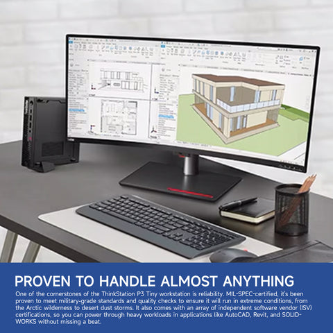 LENOVO ThinkStation P3 Workstation Desktop Intel Core i7 16GB RAM NVIDIA Quadro T400 512GB SSD Storage Windows 11 Pro - Black