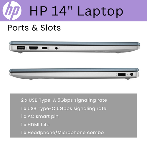 HP Essential 14" Traditional Laptop Intel Core i3 8GB RAM Intel UHD Graphics 256GB SSD Storage Windows 11 Home 60Hz - Blue