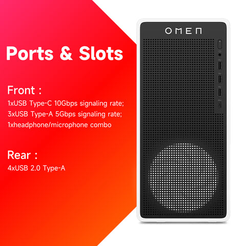 HP Omen 16L Tower Desktop Intel Core i7 8GB RAM NVIDIA GeForce RTX 5060 512GB SSD Storage Windows 11 Home - White