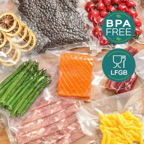 Bonsenkitchen Precut Vacuum Bags 100 Quart 8" x 12", BPA Free, Commercial Grade Textured Food Sealer Bag, Thick Embossed Bags for Storage and Sous Vide Cooking VB3205