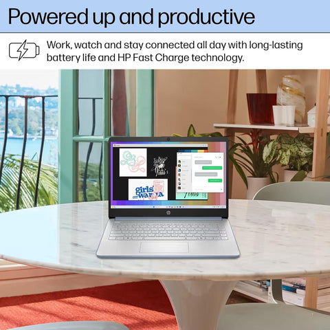 HP Essential 14 inches Traditional Laptop Intel N-Series 4GB RAM Intel Graphics 128GB eMMC Storage Windows 11 Home 60Hz - Blue