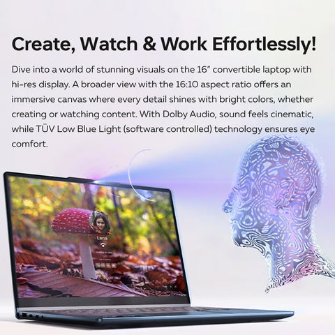 LENOVO IdeaPad 5 16" 2-in-1 Laptop AMD Ryzen AI 7 16GB RAM AMD Radeon Graphics 512GB SSD Storage Windows 11 Home 60Hz - Blue