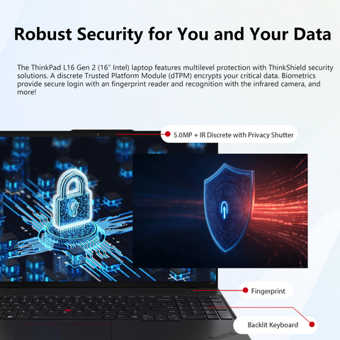 LENOVO ThinkPad L16 16 inches Traditional Laptop Intel Core Ultra 7 32GB RAM Intel Graphics 2TB SSD Storage Windows 11 Pro 60Hz - Black