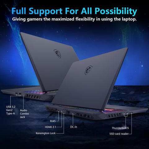 MSI Vector 16 16" Traditional Laptop Intel Core Ultra 9 16GB RAM NVIDIA GeForce RTX 5080 1TB SSD Storage Windows 11 Home 240Hz - Grey