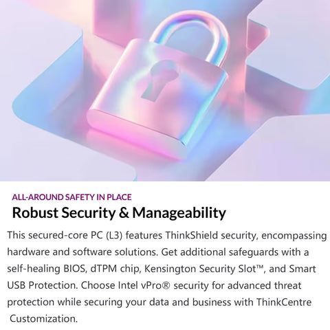 LENOVO ThinkCentre M70q MFF Desktop Intel Core Ultra 5 32GB RAM Intel Graphics 1TB SSD Storage Windows 11 Pro - Black