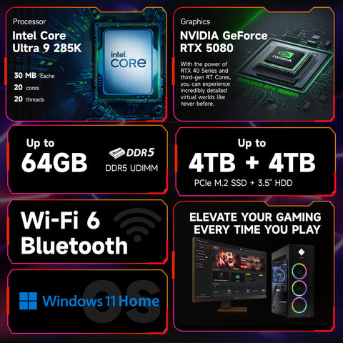 HP Omen 45L Tower Desktop Intel Core Ultra 9 16GB RAM NVIDIA GeForce RTX 5080 1TB SSD Storage Windows 11 Home - Black