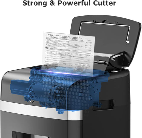 BONSEN 120-Sheet Auto Feed Paper Shredder High Security Micro Cut Shredders for Home Office Use/ 30 Minutes/Security Level P-4, 6-Gallon Bin (S3110)